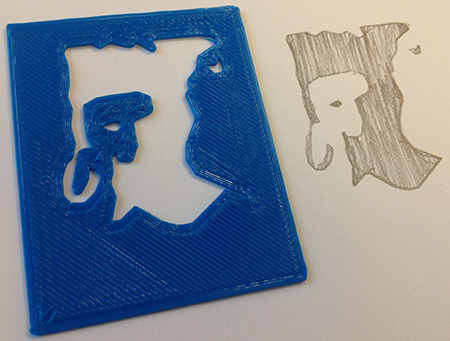 3d printed stencil and result