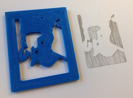 3d printed stencil and result