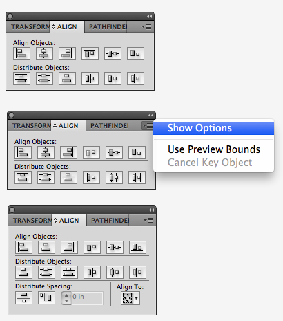 illustrator distribute options