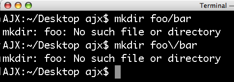 Terminal won't make slash directory